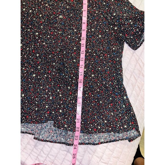 Madewell Womens Star Print Button-Down Blouse Size XS Short Sleeve Cotton Top - Picture 8 of 9